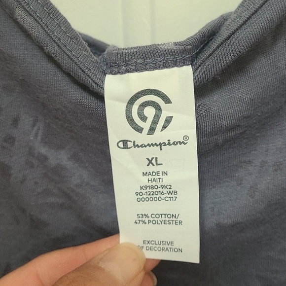 Champion open back sheer cotton Blend gray Deep neck  Exercize tee shirt Vintage - Picture 8 of 12